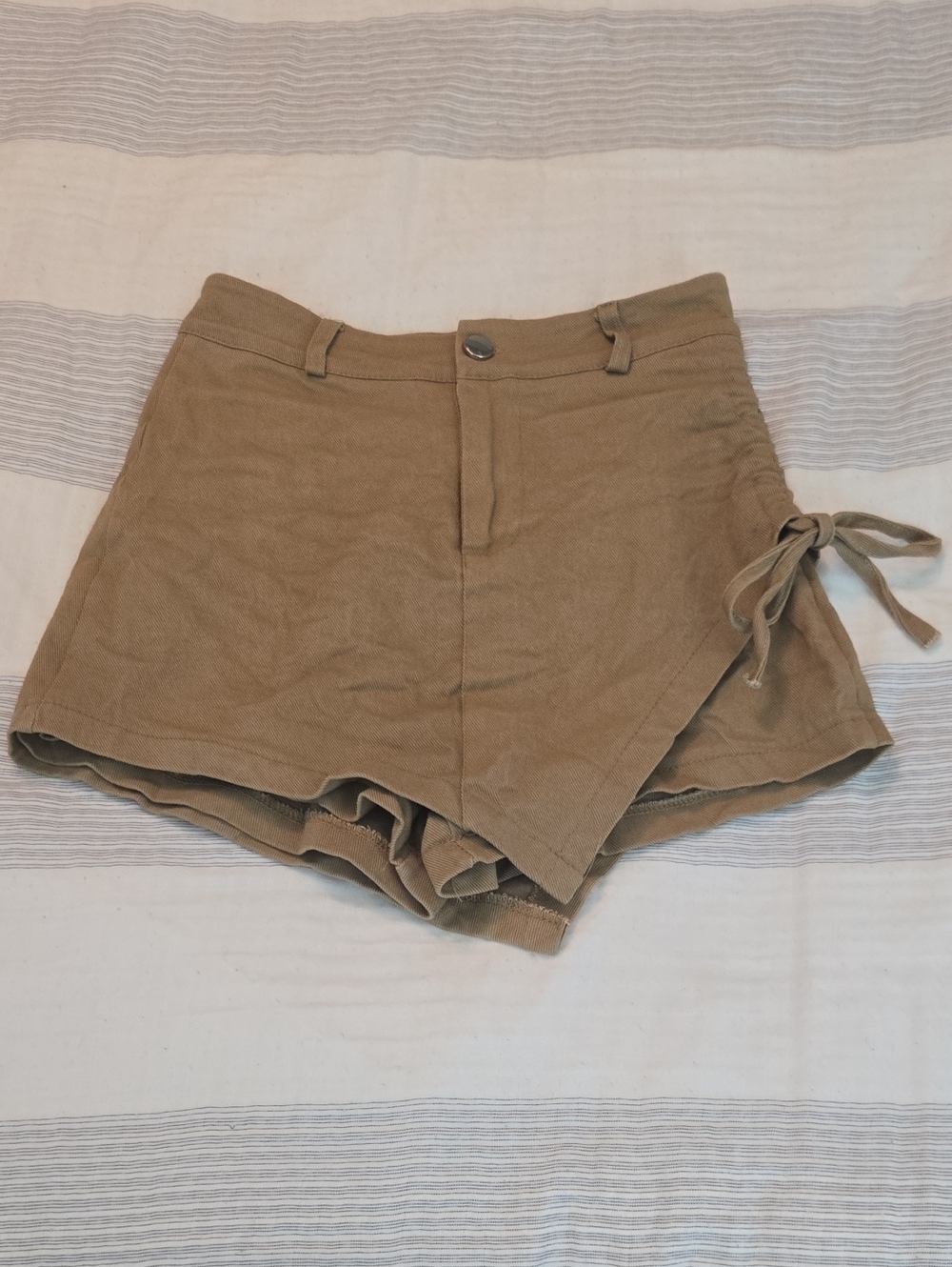 Spiga Japanese Brand High-Waist Tan Wrap-Front Women’s Shorts